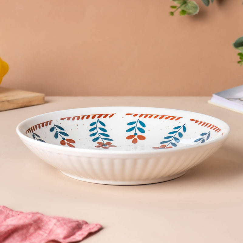 Carmella Floral Ceramic Pasta Plate - Serving plate, pasta plate, lunch plate, deep plate | Plates for dining table & home decor