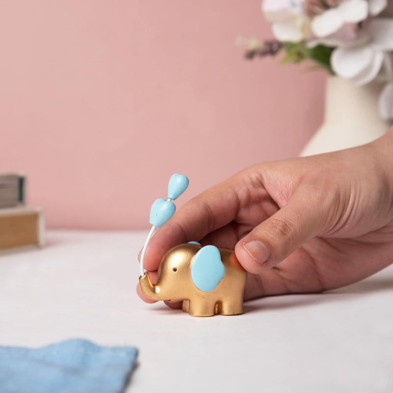 Blue Heart Elephant Decor - Showpiece | Home decor item | Room decoration item