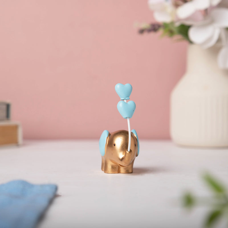 Blue Heart Elephant Decor - Showpiece | Home decor item | Room decoration item