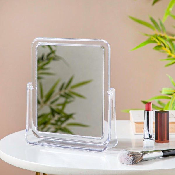 Minimal Transparent Double Sided Movable Table Mirror - Dressing table mirror and makeup vanity mirror online | Room decor items