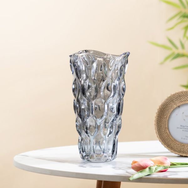 Dune Crystal Glass Vase Grey Small 9 Inch
