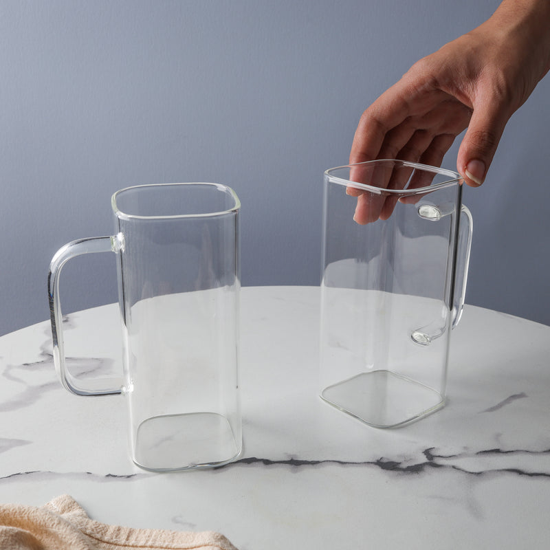 Transparent Mug Set of 2- Mug for coffee, tea mug, cappuccino mug | Cups and Mugs for Coffee Table & Home Decor