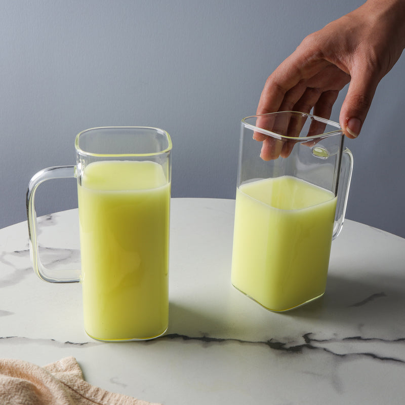 Transparent Mug Set of 2- Mug for coffee, tea mug, cappuccino mug | Cups and Mugs for Coffee Table & Home Decor