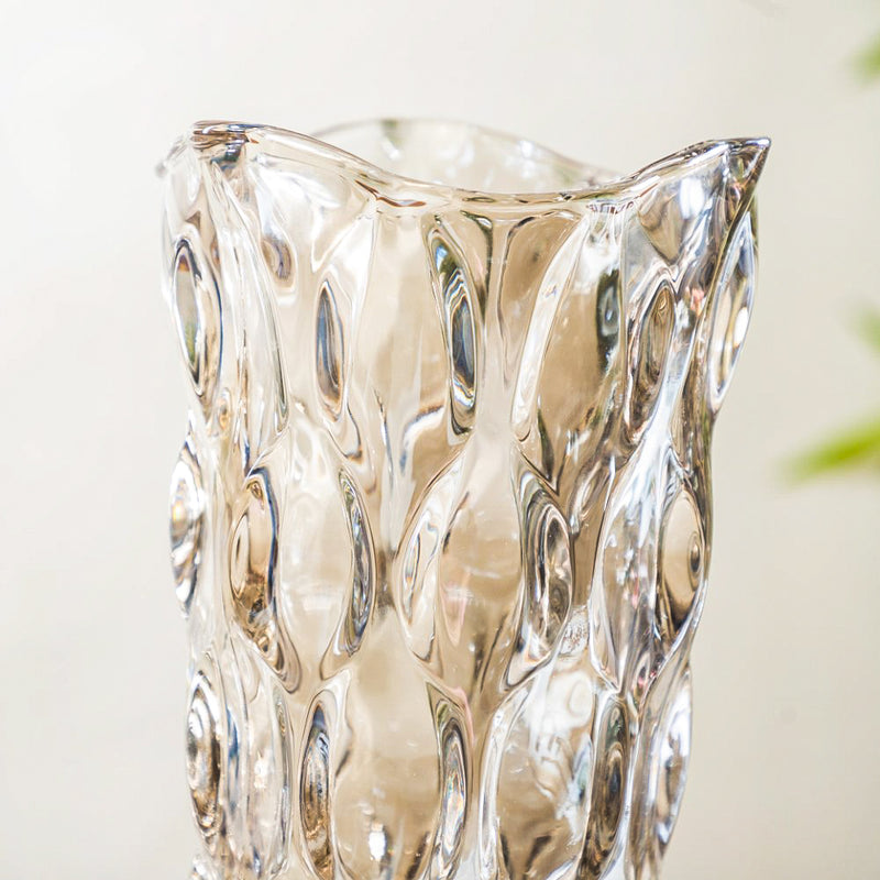 Dune Crystal Glass Vase Amber Large 11 Inch