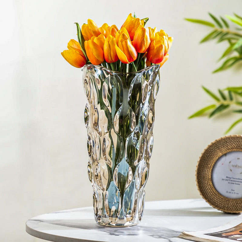 Dune Crystal Glass Vase Amber Large 11 Inch