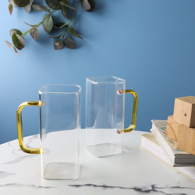 Transparent Mug Set of 2- Mug for coffee, tea mug, cappuccino mug | Cups and Mugs for Coffee Table & Home Decor