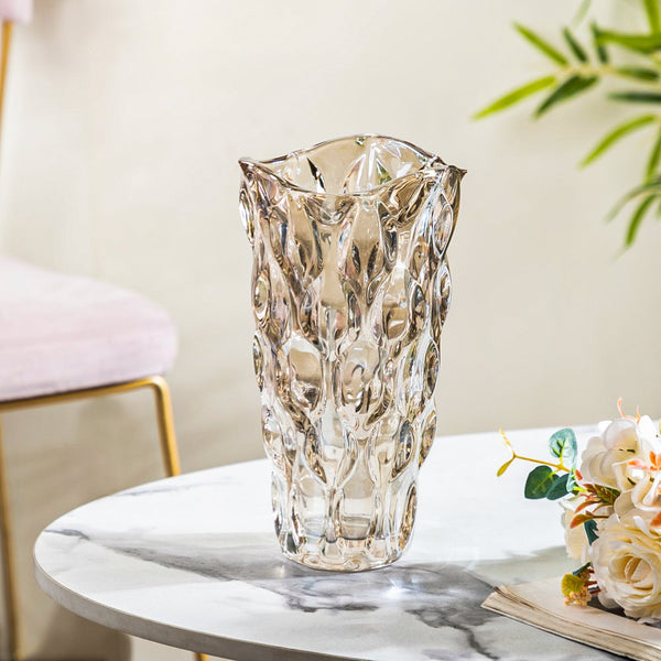 Oasis Crystal Glass Vase Amber Small 9 Inch