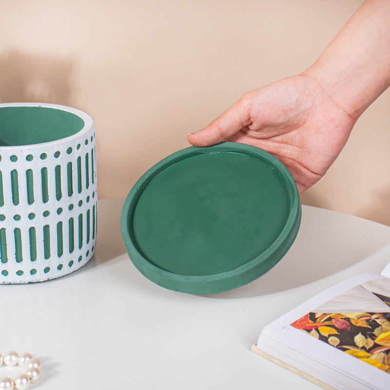 Minimalist Textured Pot With Plate - Plant pot and plant stands | Room decor items