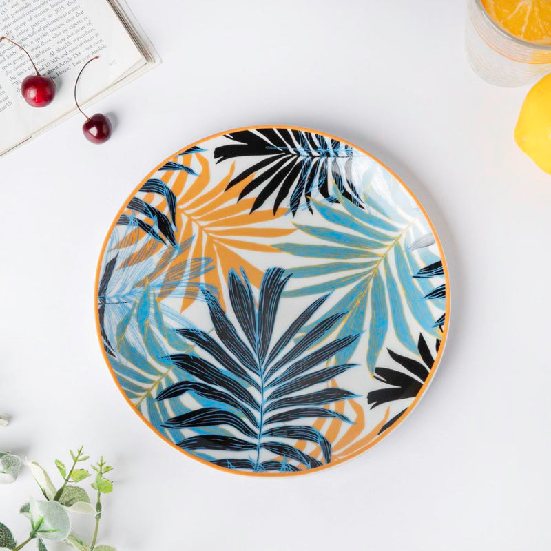 Areca Decal Ceramic Snack Plate 8 Inch - Serving plate, snack plate, dessert plate | Plates for dining & home decor