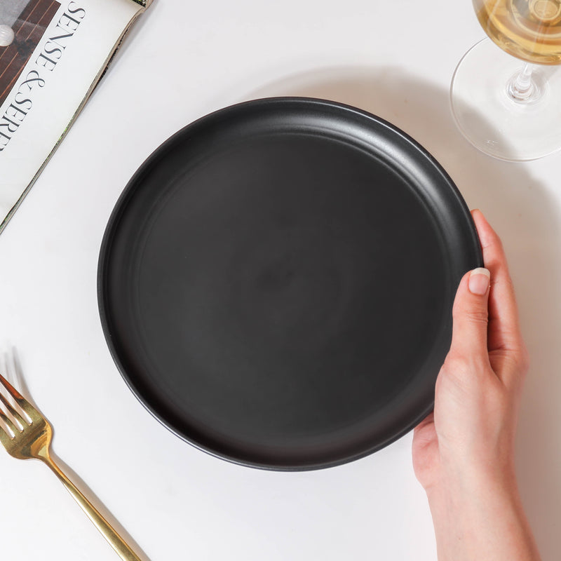Bellinor Black Snack Plate 8 Inch - Serving plate, snack plate, dessert plate | Plates for dining & home decor
