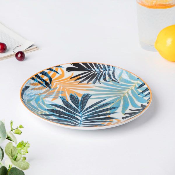 Areca Decal Ceramic Snack Plate 8 Inch