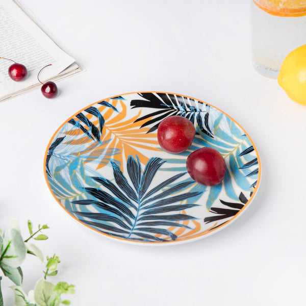 Areca Decal Ceramic Snack Plate 8 Inch - Serving plate, snack plate, dessert plate | Plates for dining & home decor