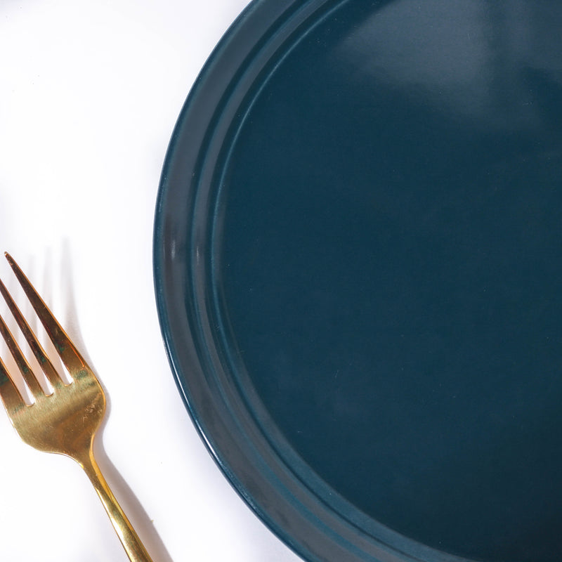 Azurine Prussian Blue Glossy Snack Plate 8 Inch - Serving plate, snack plate, dessert plate | Plates for dining & home decor