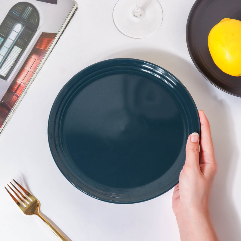 Azurine Prussian Blue Glossy Snack Plate 8 Inch - Serving plate, snack plate, dessert plate | Plates for dining & home decor