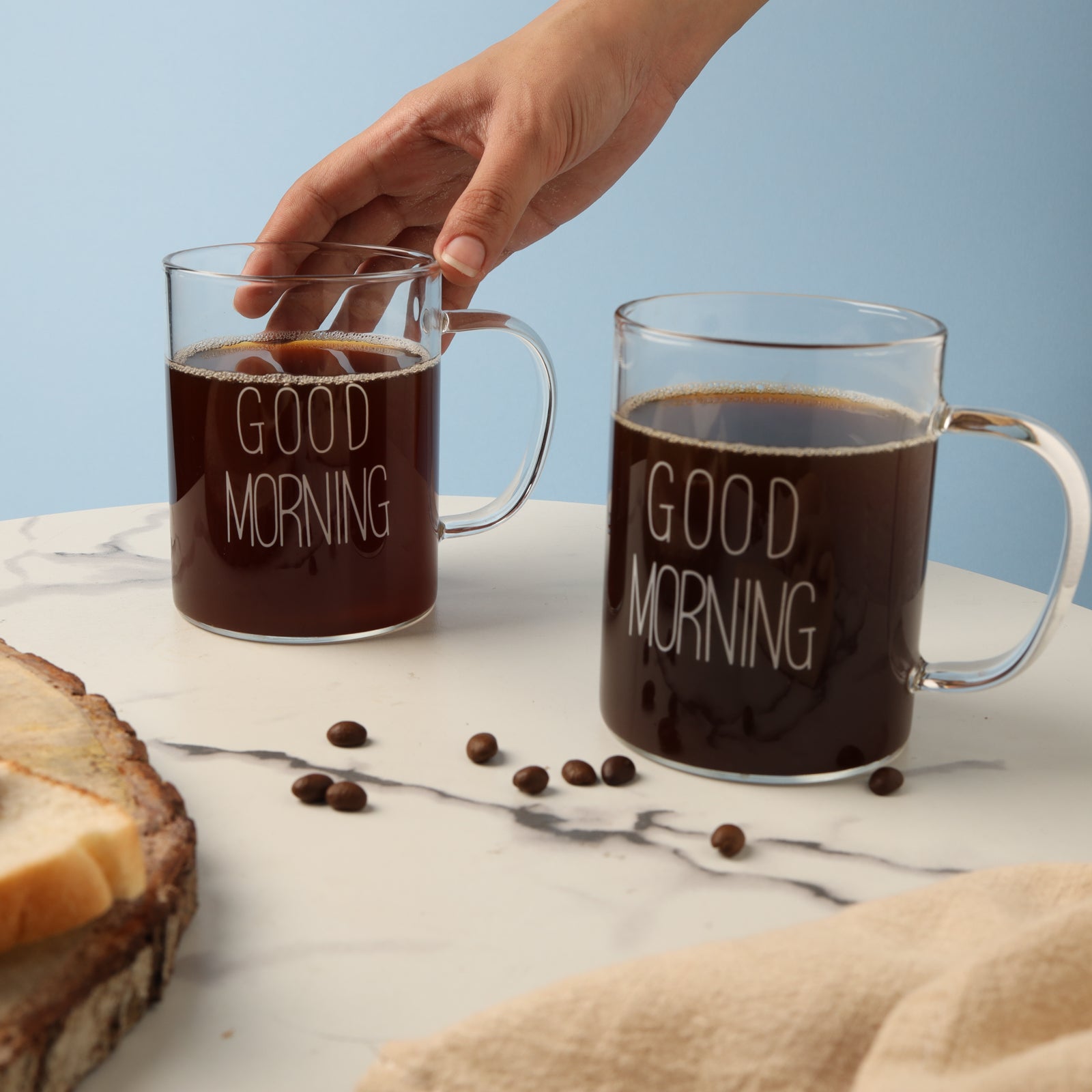 Glass Cup Good Morning, Glass Morning Mug, Mug Good Morning