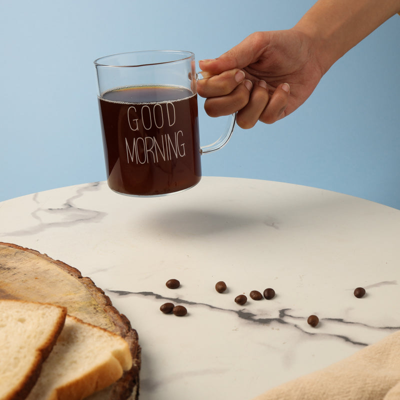 Transparent Good Morning Mug Set of 2- Mug for coffee, tea mug, cappuccino mug | Cups and Mugs for Coffee Table & Home Decor