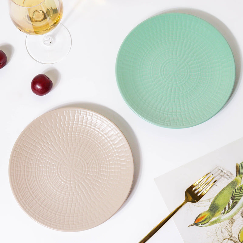 Aamirah Green Patterned Snack Plate 8 Inch - Serving plate, snack plate, dessert plate | Plates for dining & home decor