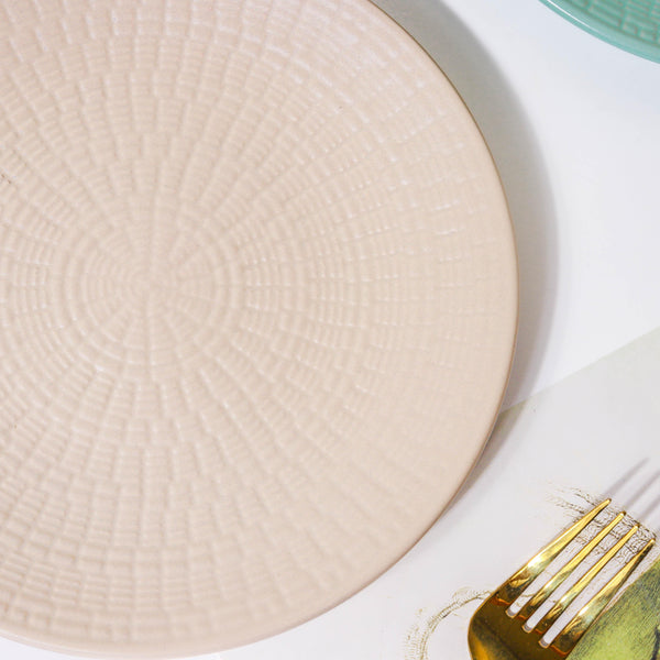 Aamirah Beige Patterned Snack Plate 8 Inch - Serving plate, snack plate, dessert plate | Plates for dining & home decor