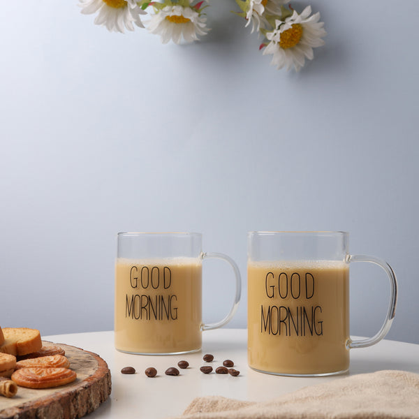 Transparent Good Morning Mug Set of 2