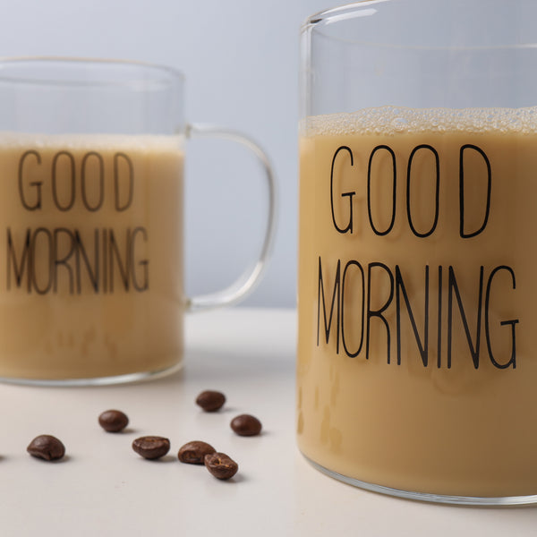 Transparent Good Morning Mug Set of 2