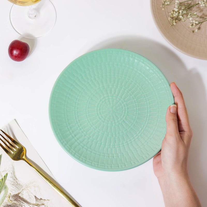 Aamirah Green Patterned Snack Plate 8 Inch - Serving plate, snack plate, dessert plate | Plates for dining & home decor