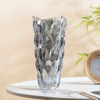 Oasis Crystal Glass Vase Grey Large 11 Inch