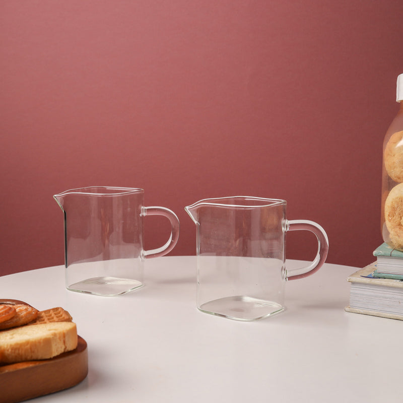 Small Glass Jug Set of 2 - Water jug, glass jug, juice jug | Jug for Dining table & Home decor