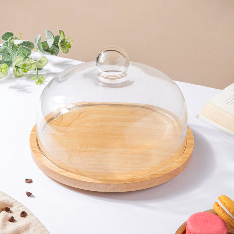 Rubber Wood Rotating Cake Stand 8 Inch
