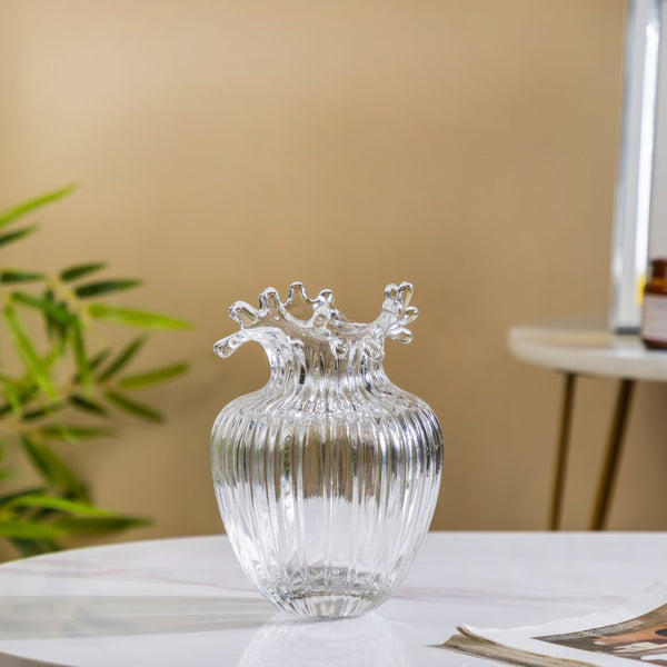 Wave Glass Flower Vase Small 7 Inch Online in India | Nestasia