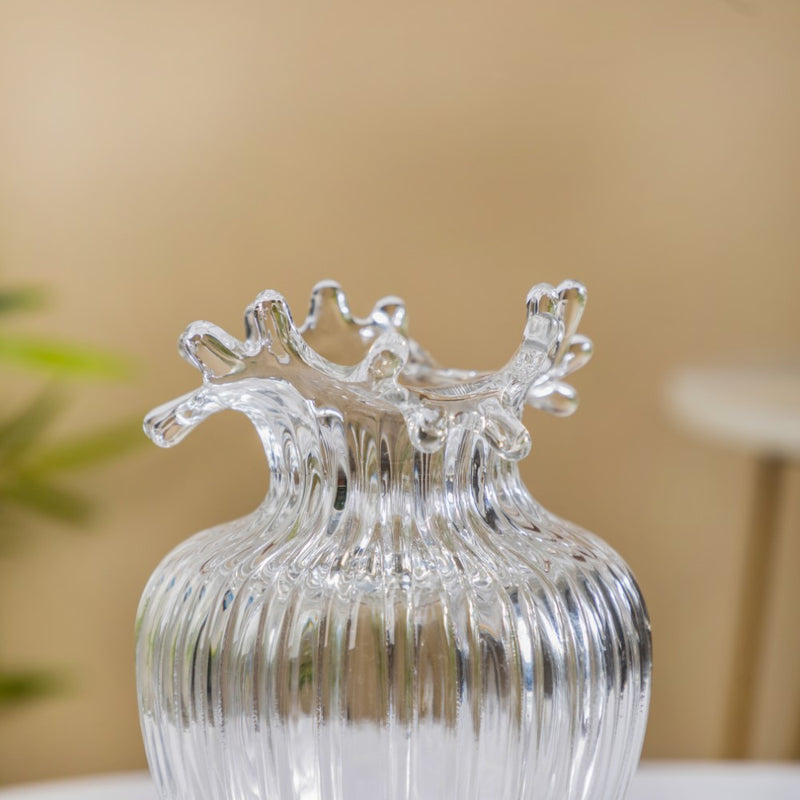 Wave Glass Flower Vase Small 7 Inch