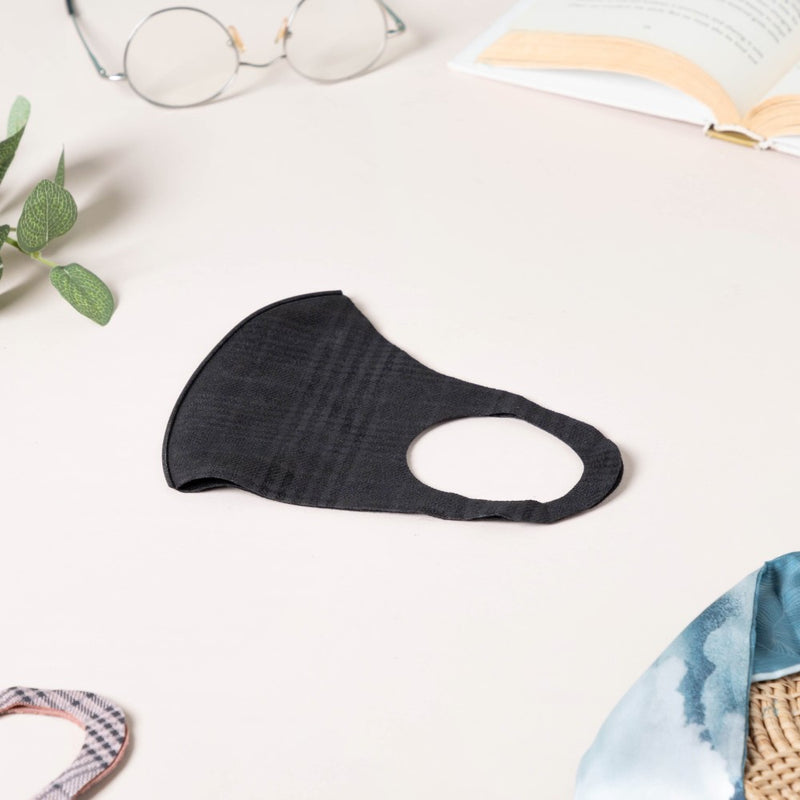 Checkered Pollution Protect Face Mask Black Set Of 4