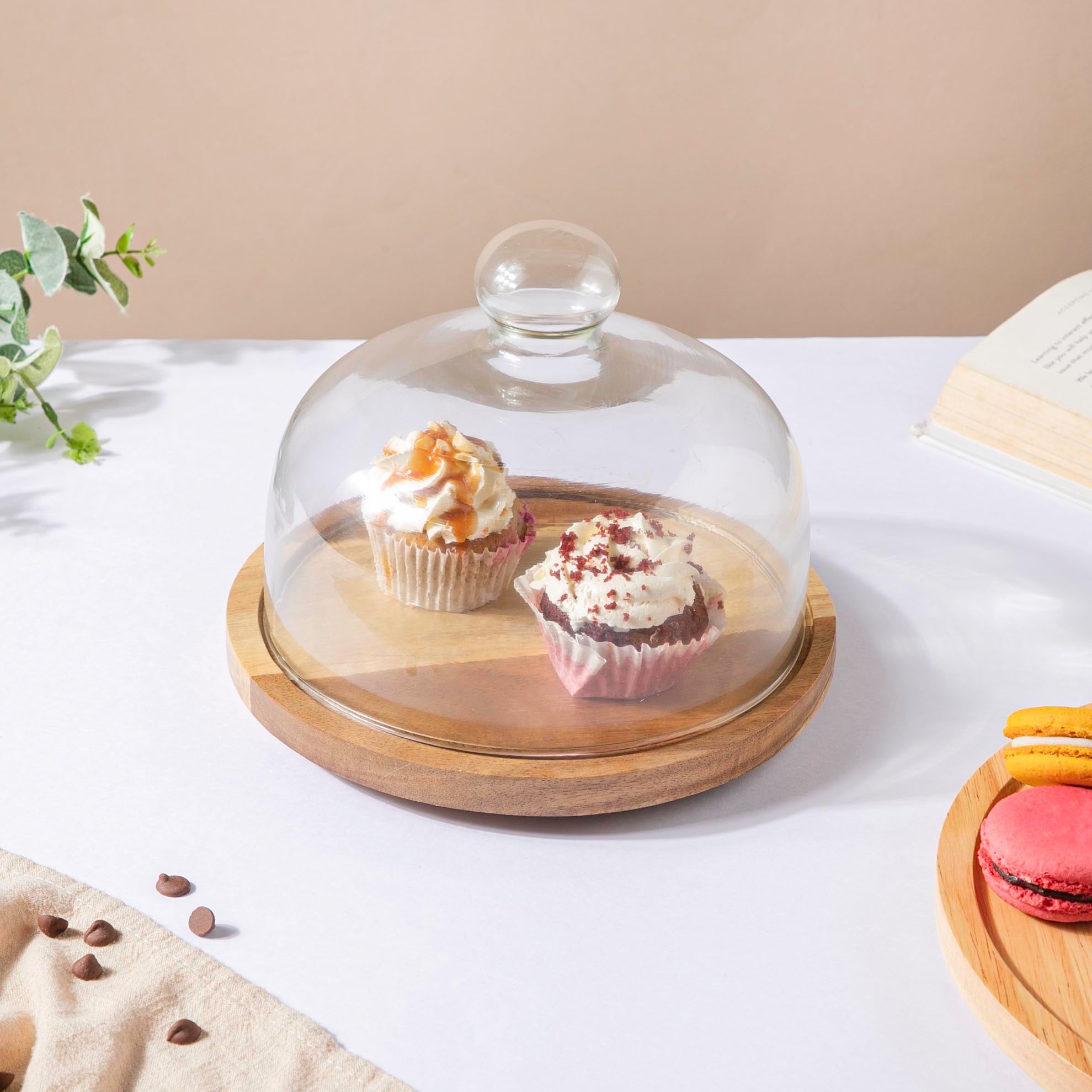 Amazon.com: Acacia Wood Cake Stand with Clear Acrylic Dome Cover - 6-in-1  Multifunctional Cake Holder, Serving Platter, Salad/ Punch Bowl, Veggie  Stand, Snack Tray - Extra Large : Home & Kitchen