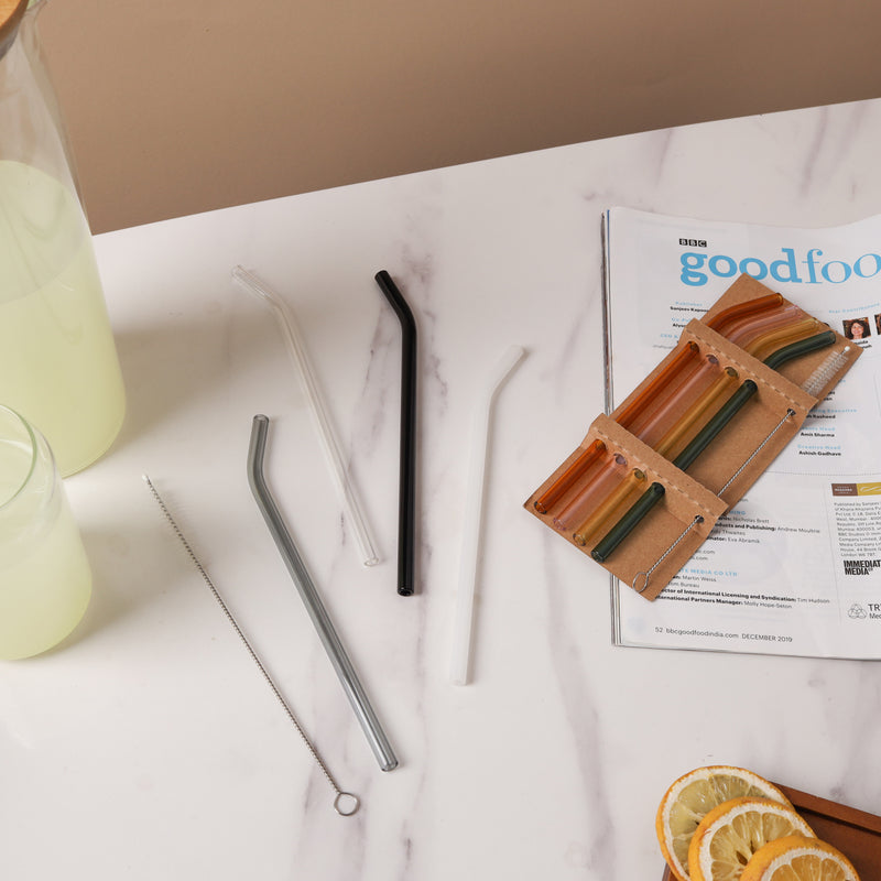 Bent Glass Straw Set of 4