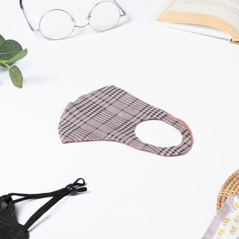 Checkered Pollution Protect Face Mask Brown Set Of 4