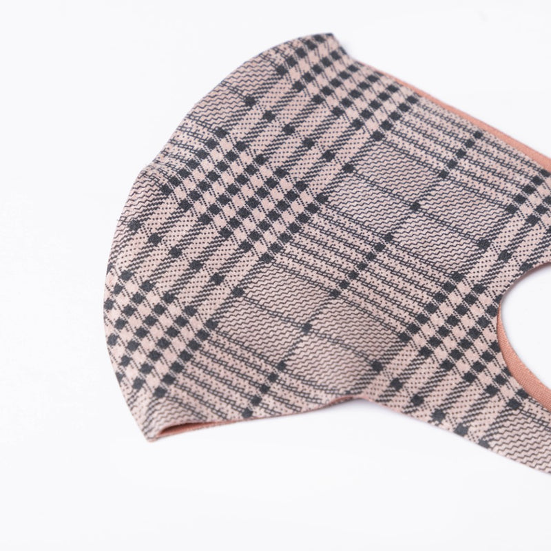 Checkered Pollution Protect Face Mask Brown Set Of 4