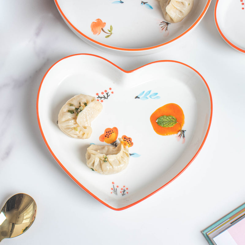 Floral Heart Plates Set of 5