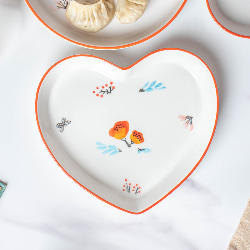 Floral Heart Plates Set of 5