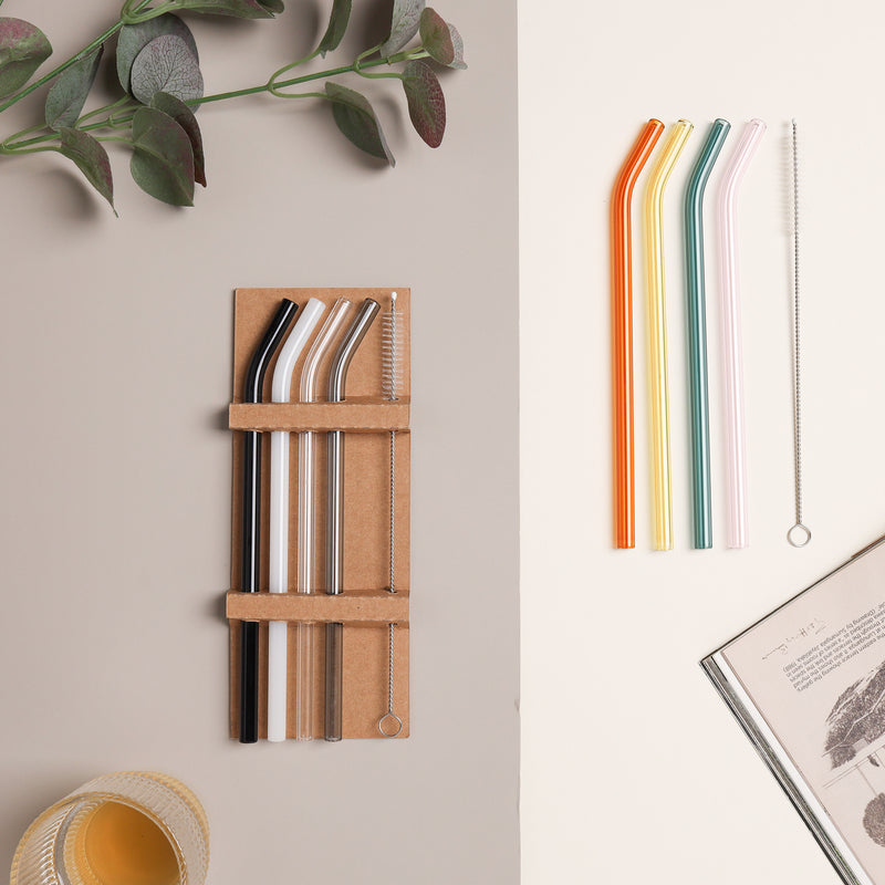 Bent Glass Straw Set of 4