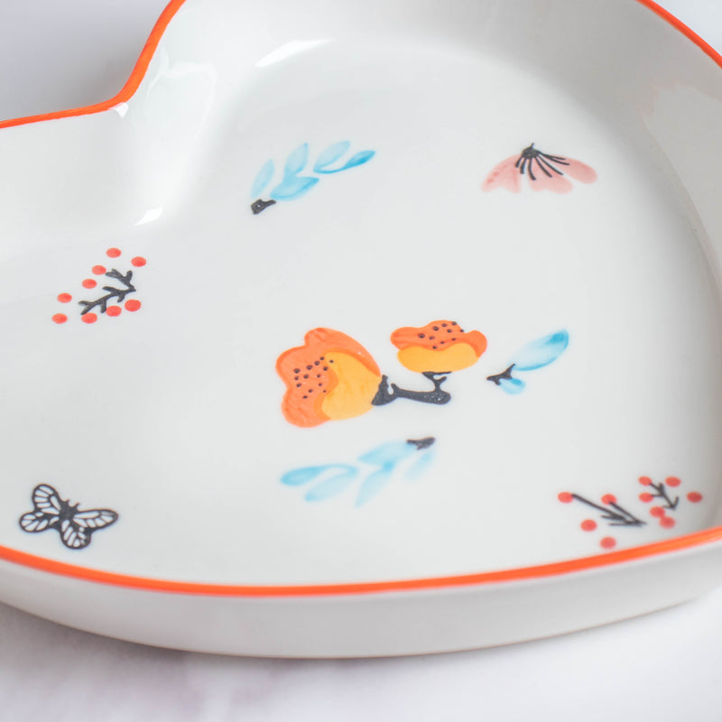 Floral Heart Plates Set of 5