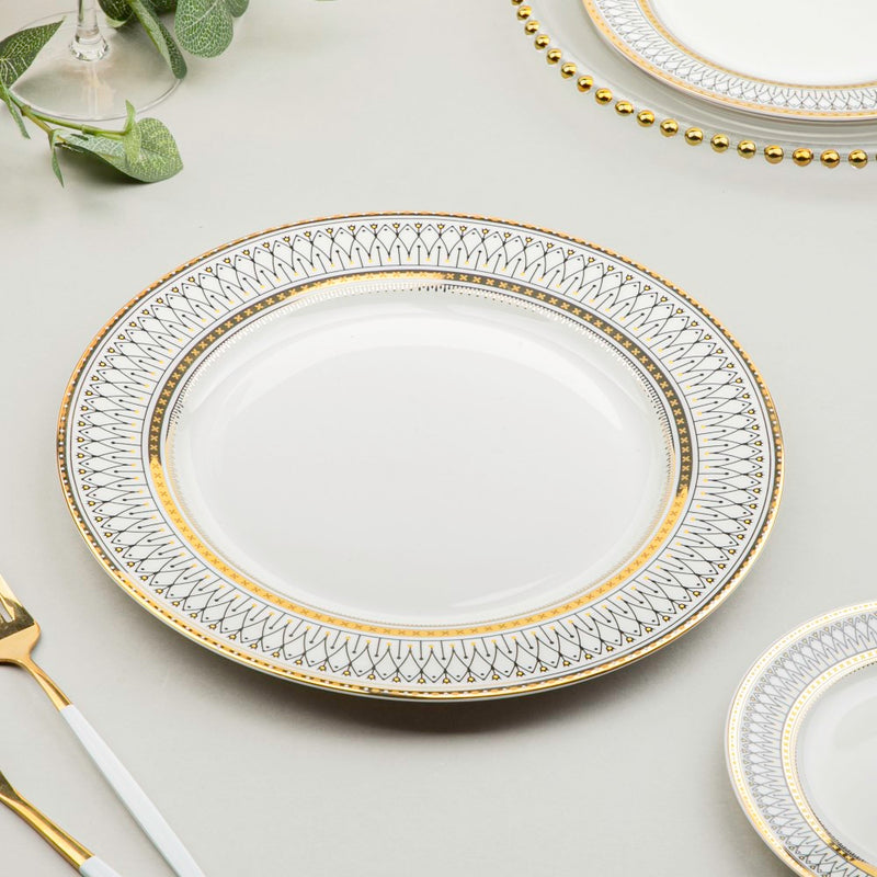 Gold Detailed Glam Dinner Plate 10 Inch - Serving plate, lunch plate, ceramic dinner plates| Plates for dining table & home decor