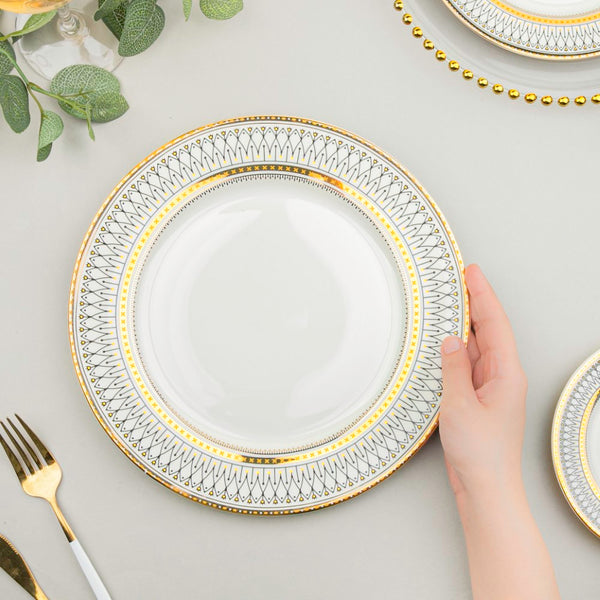 Gold Detailed Glam Dinner Plate 10 Inch