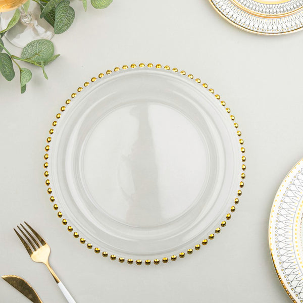 Gold Detailed Glam Charger Plate 10 Inch - Serving plate, lunch plate, ceramic dinner plates| Plates for dining table & home decor