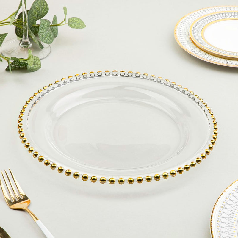 Gold Detailed Glam Charger Plate 10 Inch - Serving plate, lunch plate, ceramic dinner plates| Plates for dining table & home decor