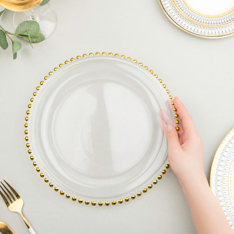 Gold Detailed Glam Charger Plate 10 Inch - Serving plate, lunch plate, ceramic dinner plates| Plates for dining table & home decor