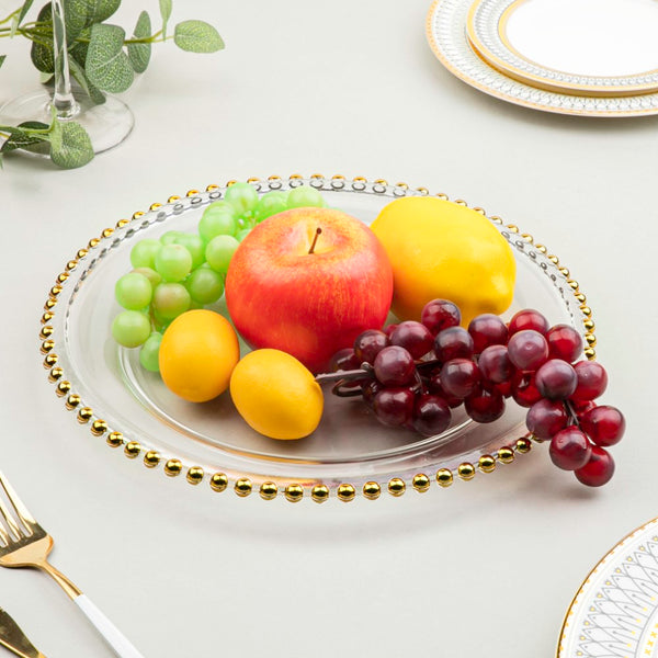 Gold Detailed Glam Charger Plate 10 Inch - Serving plate, lunch plate, ceramic dinner plates| Plates for dining table & home decor
