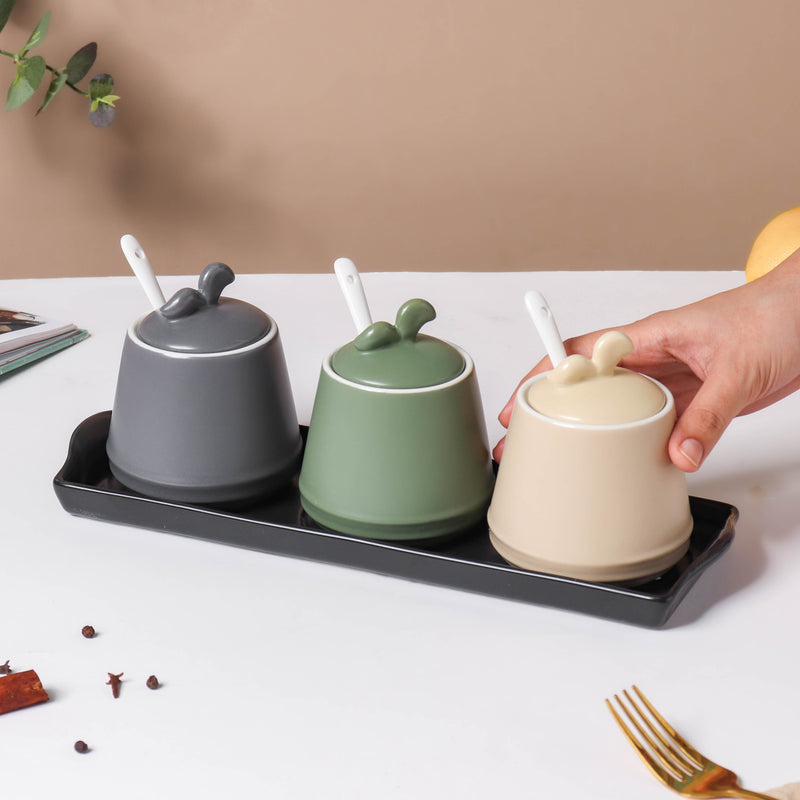 Pastel Condiments Jar Set Of 3 - Jar
