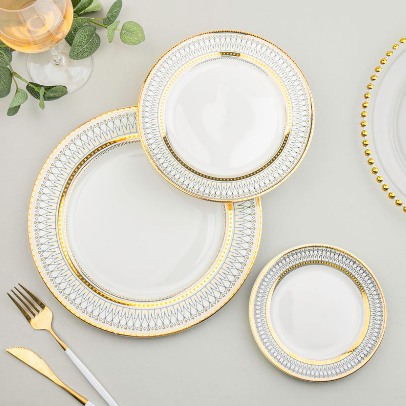 Gold Detailed Glam Dinner Plate 10 Inch - Serving plate, lunch plate, ceramic dinner plates| Plates for dining table & home decor