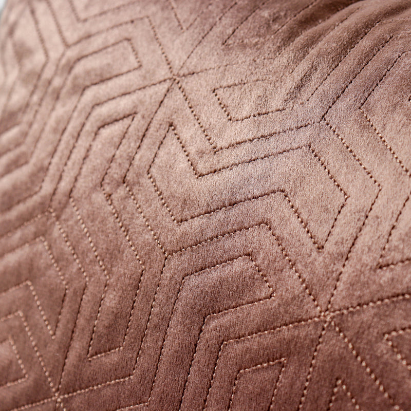 Brown Quilted Velvet Cushion Cover 16 inch