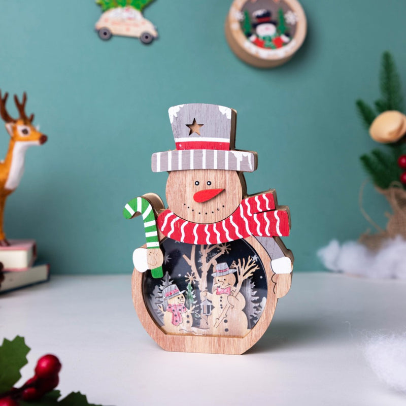 Snowman Belly LED Light Showpiece 6 Inch - Showpiece | Home decor item | Room decoration item