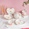 Floral Heart Plates and Pot For 4